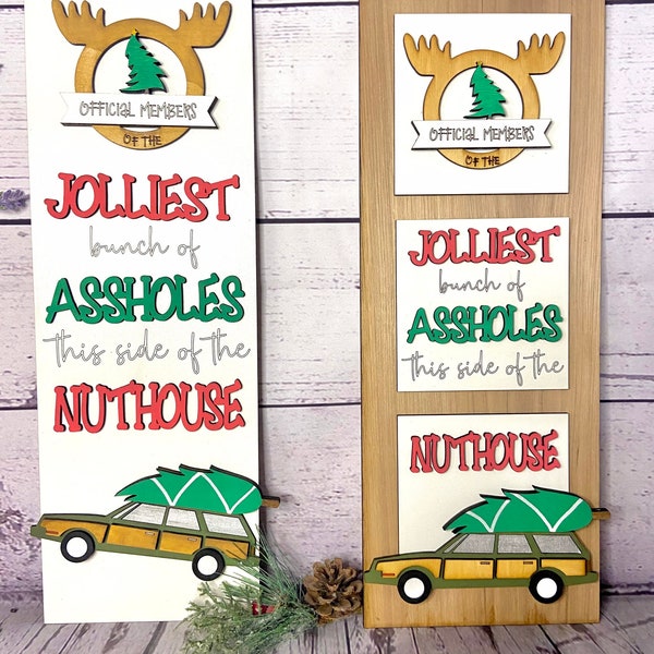 Funny Christmas Sign | Funny Holiday Decor | Jolliest Bunch of Assholes | Christmas Vacation Sign | Griswalds | Christmas Sign | Mantel Sign