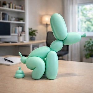 Balloon Dog Sculpture | Funny Modern Dog Statue | Quirky Shelf & Office Decor | Playful Pop Art Home Accent |Unique Gift Idea Seafoam