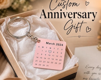 Personalized Calendar Keychain | Custom Anniversary Gift | Special Date Keychain | Wedding Gift for Couple | Memorial Date Keepsake