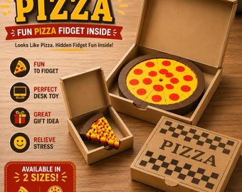 Pizza Fidget Toy | Pizza Lover Gift | 3D Printed Desk Toy | Hidden Fidget Box | Pizza Slice Fidget | Office Toy | Stocking Stuffer