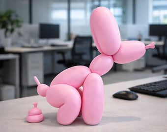 Balloon Dog Sculpture | Funny Modern Dog Statue | Quirky Shelf & Office Decor | Playful Pop Art Home Accent |Unique Gift Idea