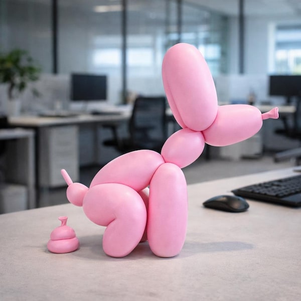 Balloon Dog Sculpture | Funny Modern Dog Statue | Quirky Shelf & Office Decor | Playful Pop Art Home Accent |Unique Gift Idea