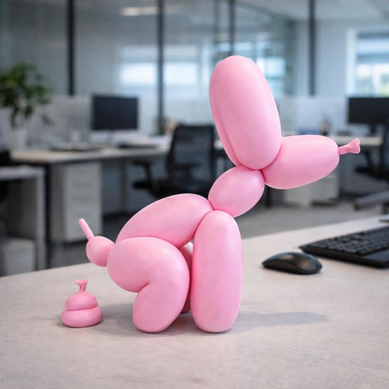 Balloon Dog Sculpture | Funny Modern Dog Statue | Quirky Shelf & Office Decor | Playful Pop Art Home Accent |Unique Gift Idea Light Pink