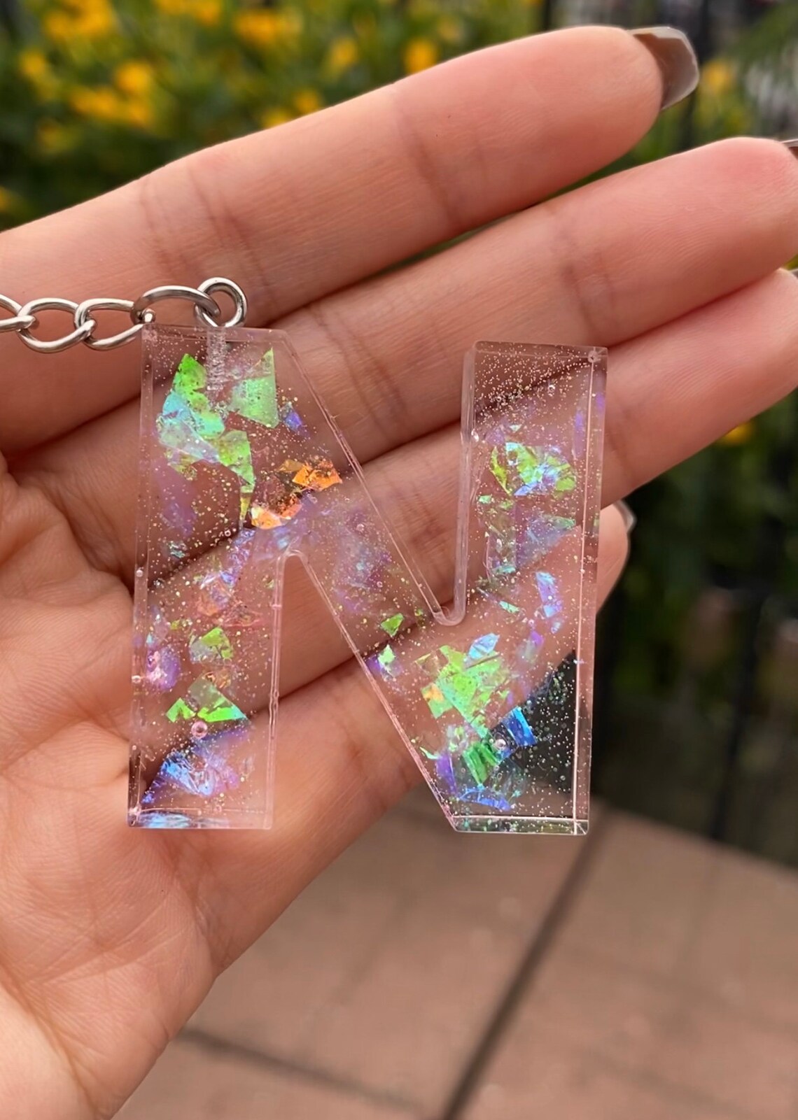 Holographic Resin Keychain Handmade Custom Personalized Etsy