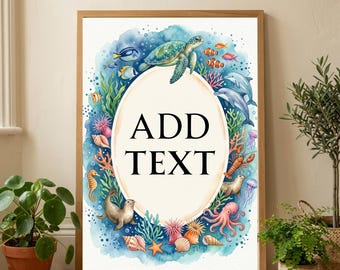 Ocean Watercolor Frame SVG PNG | Sea Creatures Border | Paper Craft | Junk Journal | Beach Invitations