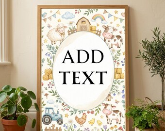 Farm Nursery Frame SVG PNG | Page Border | Editable Blank Invitation | Paper Craft | Junk Journal
