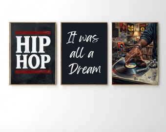 Hip Hop Wall Art Set PNG | Rap Music Printable Bundle | Rap Lyrics