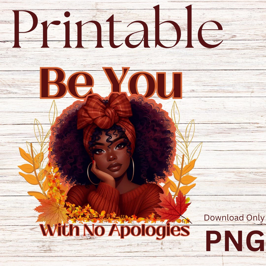 Black Fall Girl Printable Png African American Print Art Black Clip Art ...