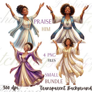 Christian Black Woman Worship PNG Bundle | Praise Dance Clip Art