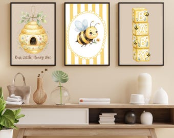 Bumble Bee Nursery Wall Art PNG Bundle