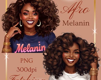 Melanin Queen PNG / Clip Art Donna Nera / Download Digitale