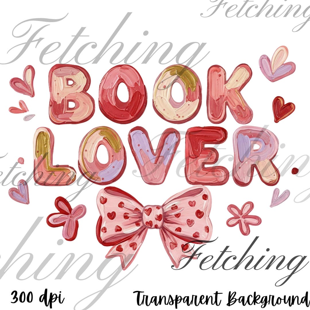Hand Painted Book Lover Valentine PNG SVG | Romantic Reader Clipart ...