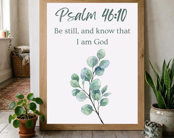 Eucalyptus Christian Wall Print SVG PNG | Minimalist Decor | Botanical Bible Verse