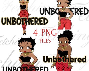 Pacchetto PNG di donna nera imperturbabile, clip art di ragazza afro, 4 file