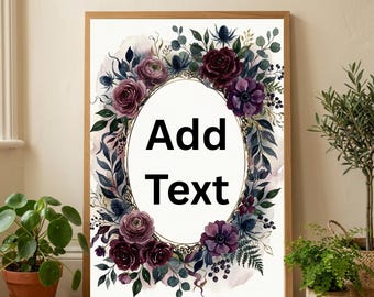 Dark Romance Flower Border SVG PNG | Moody Purple Floral Border | Eucalyptus Wedding Invitation
