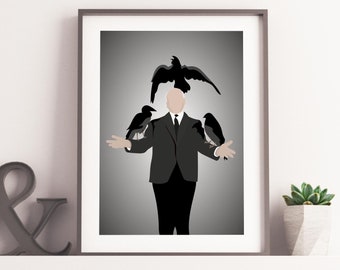 Alfred Hitchcock Inspired Illustration, Alfred Hitchcock Digital, Alfred Hitchcock Poster