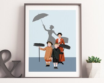 Mary Poppins Inspired Print Digital, Mary Poppins Illustration, Julie Andrews Illustration, Mary Poppins Poster, Julie Andrews Print