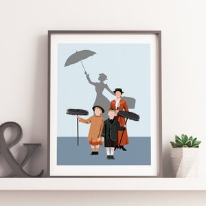 Mary Poppins Inspired Print Digital, Mary Poppins Illustration, Julie Andrews Illustration, Mary Poppins Poster, Julie Andrews Print