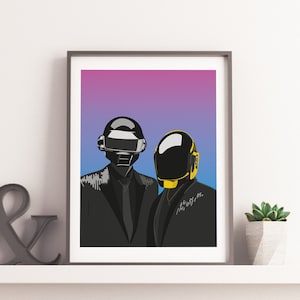 Daft Punk Inspired Print Digital, Daft Punk Illustration, Daft Punk Poster, Daft Punk Print