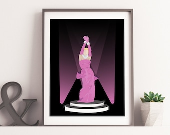 Marilyn Monroe Inspired Print Digital, Marilyn Monroe Illustration, Diamonds are a girls best friend Print