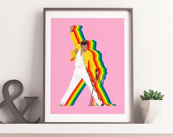 Freddie Mercury Inspired Illustration, Queen Illustration, Freddie Mercury Poster Digital, Freddie Mercury Print, Queen Print, Queen Poster
