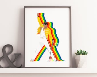 Freddie Mercury Inspired Illustration, Queen Illustration, Freddie Mercury Poster, Freddie Mercury Print Digital, Queen Print, Queen Poster