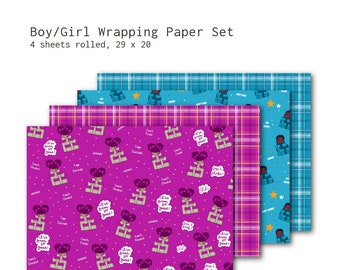 African-American, Afrocentric, Black Boy and Girl Magic, Wrapping Paper Set - 4 Sheets