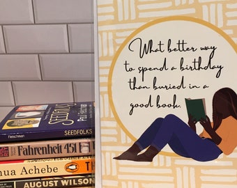 African-American, Book Lovers, Happy Birthday, Card for Her - “What Better Way to Spend a Birthday Than Buried in a Good Book”
