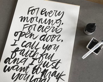 Hand lettered, Calligraphy - Quote, Scripture Print | Personalized Word Art, Home Decor Sign, 11X14 Poster