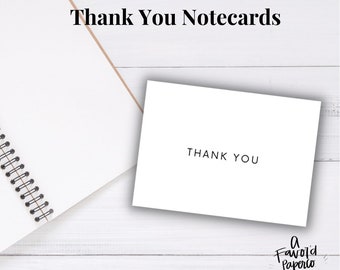 Classy, classic Thank You, Gratitude note cards with Kraft envelopes