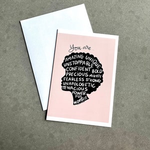 Empowerment and Encouragement, You Go Girl Hand Illustrated Card for Her Black Woman image 1