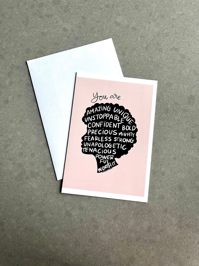 Empowerment and Encouragement, You Go Girl Hand Illustrated Card for Her Black Woman image 1
