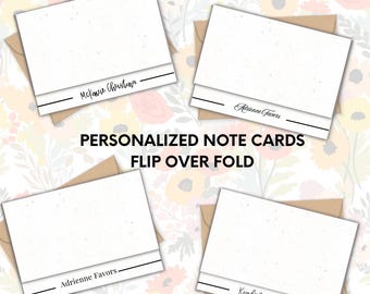 Hand-Lettered, Calligraphy Note Card, Personalized Stationery - Flip Design