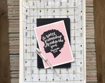 Religious, Inspirational, All Occasions, Hand-illustrated, Friendship Card for Her- “A Sweet Friendship Refreshes the Soul”