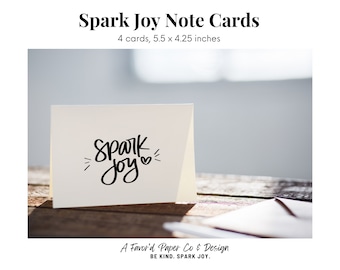 Spark Joy Note Card - Set of 4 with Kraft Envelopes