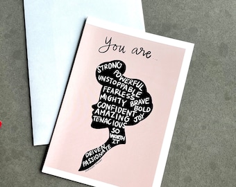 Messy Bun, Empowerment, Girl Power, All Occasions, Hand Illustrated Greeting Card for Her - “You Are So Worth It”