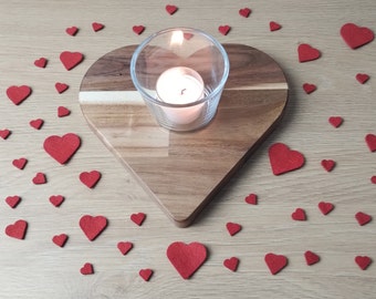 Wooden heart tealight holder with glass as a wedding gift, for loved ones or as a small gift
