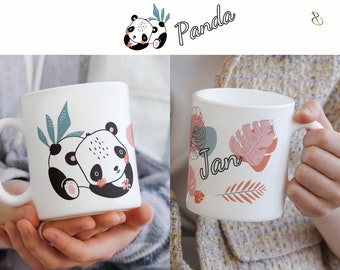 personalisierte Keramiktasse mit Pandamotiv aus unserer Dschungeltierkollektion