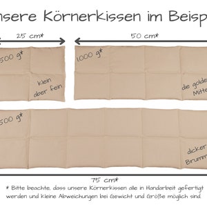 Körnerkissen in 3 Größen 25x20 bis 75x20cm und wahlweise mit Lavendel petrol mit weißen Punkten Bild 2