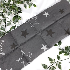 XXL grain pillow in 3 sizes - 25x20 to 75 x 20 cm and optionally with lavender - stars on dark grey