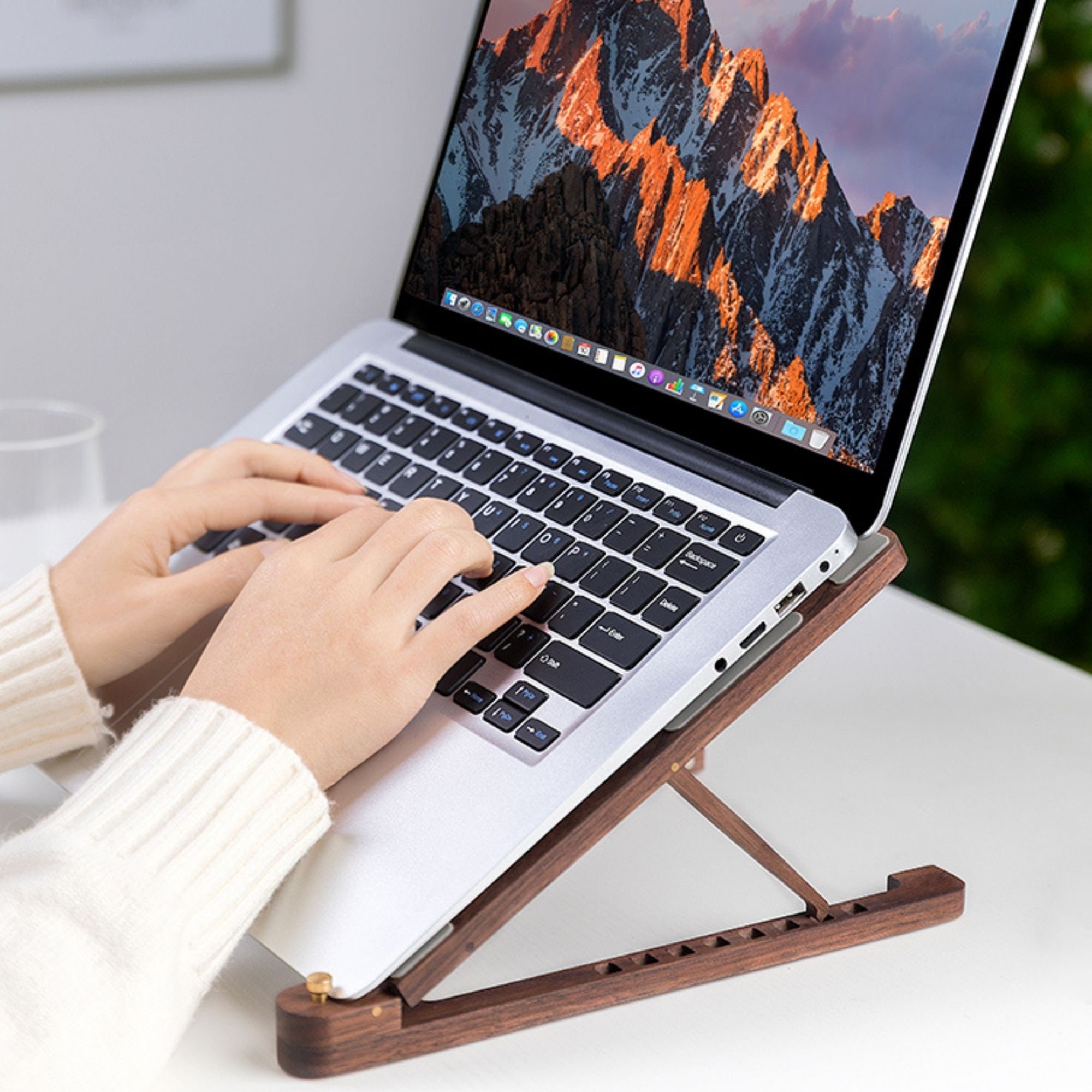 Wooden laptop stand for Macbook slim adjustable laptop holder Etsy