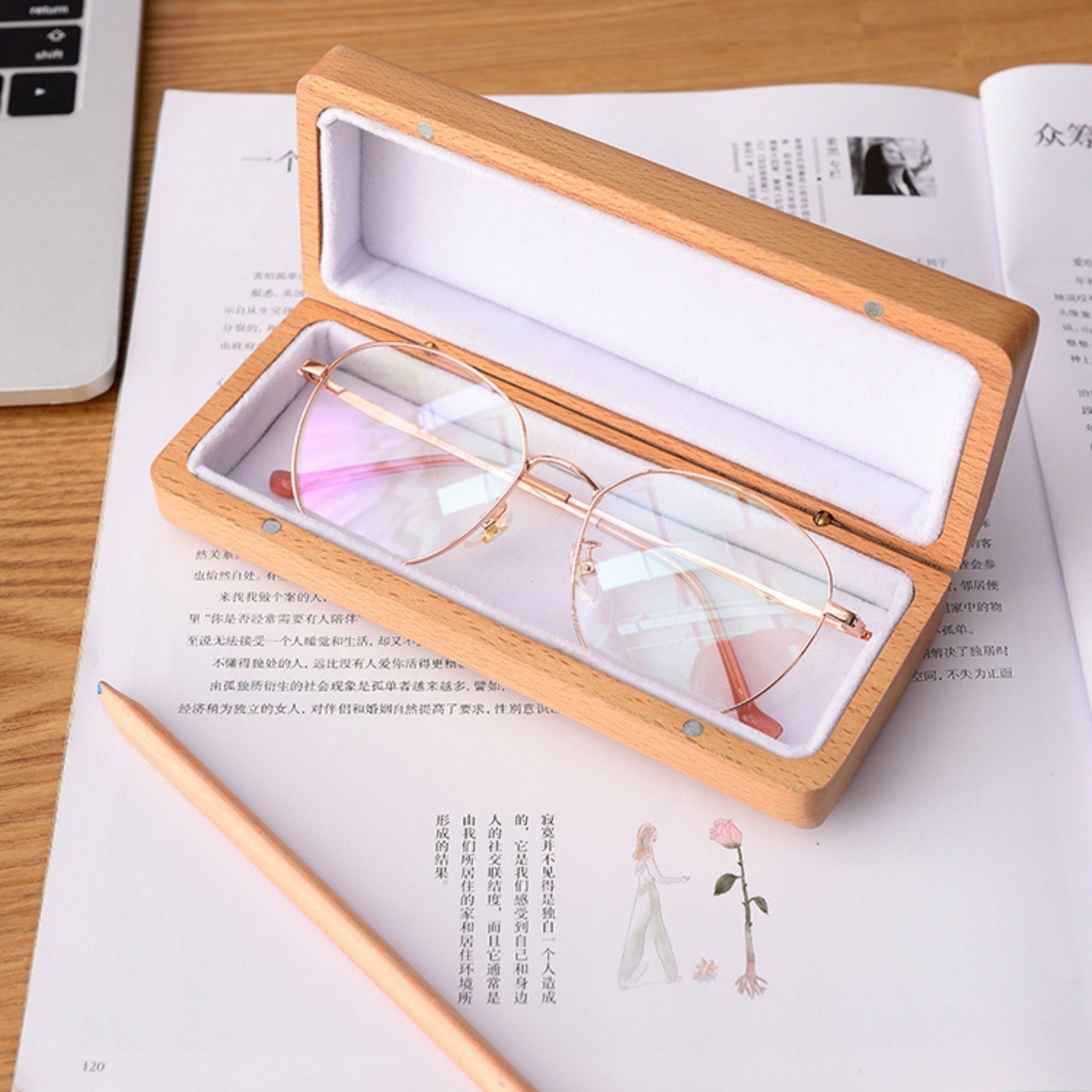 Wooden glasses case classic wood box eyeglasses case retro Etsy