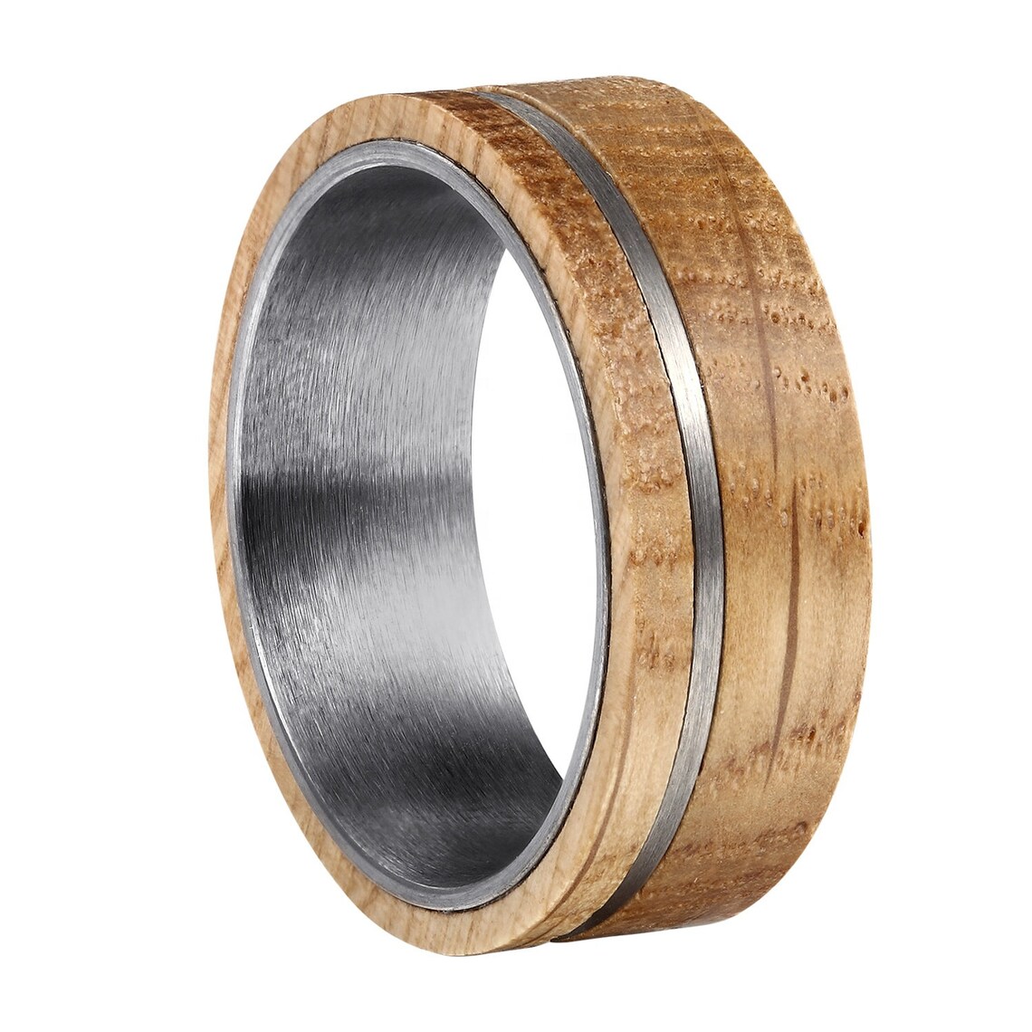 Whiskey Barrel Ring Mens Wedding Band Wood Tungsten Ring Etsy