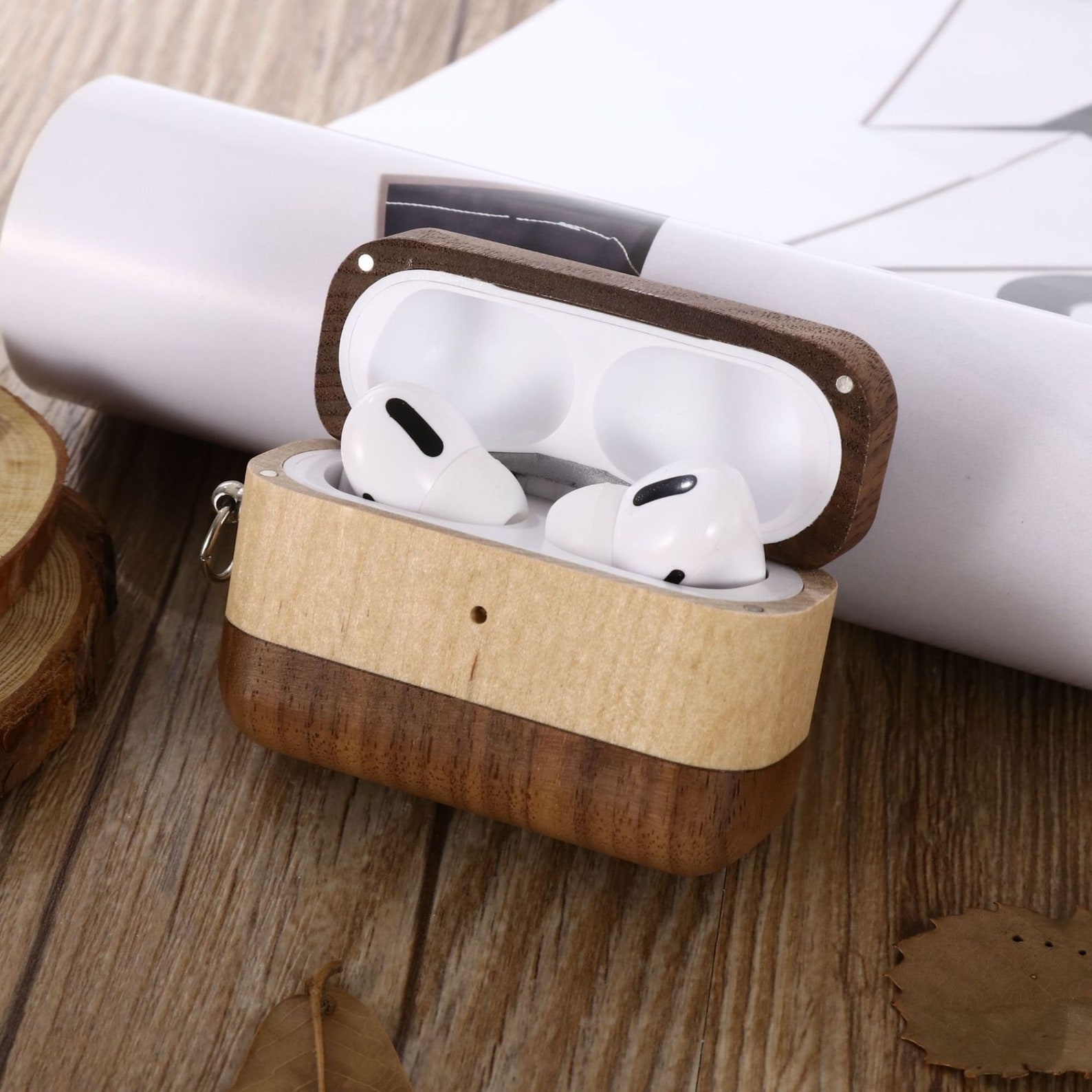 Wooden Airpod Pro Case with Keychain Wood Black Walnut and Etsy