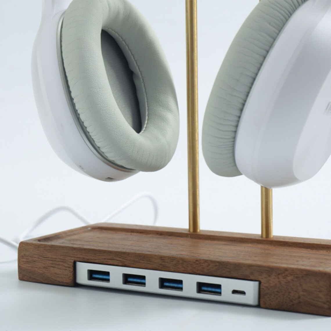 Stylish headphone stand with charger for desk USB headphone Etsy