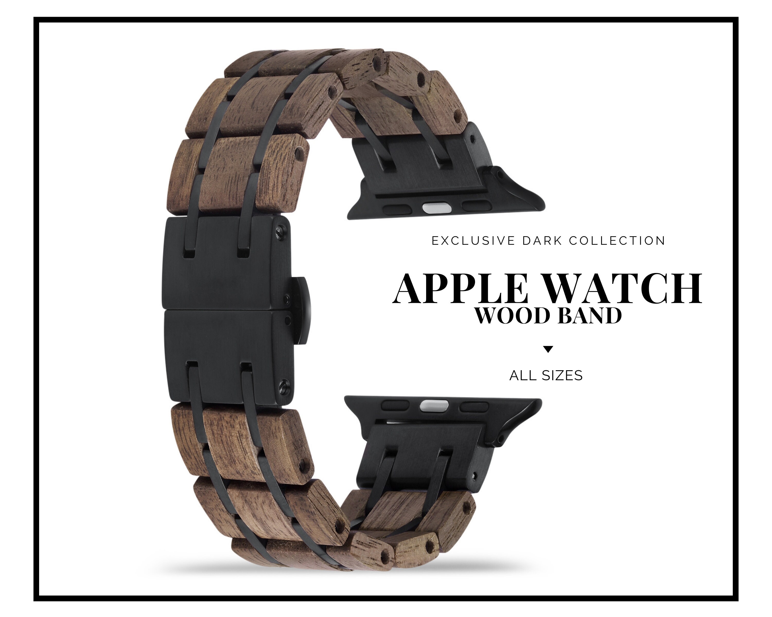 DESIGNER Apple Watch Band From Natural Wood and Black Etsy