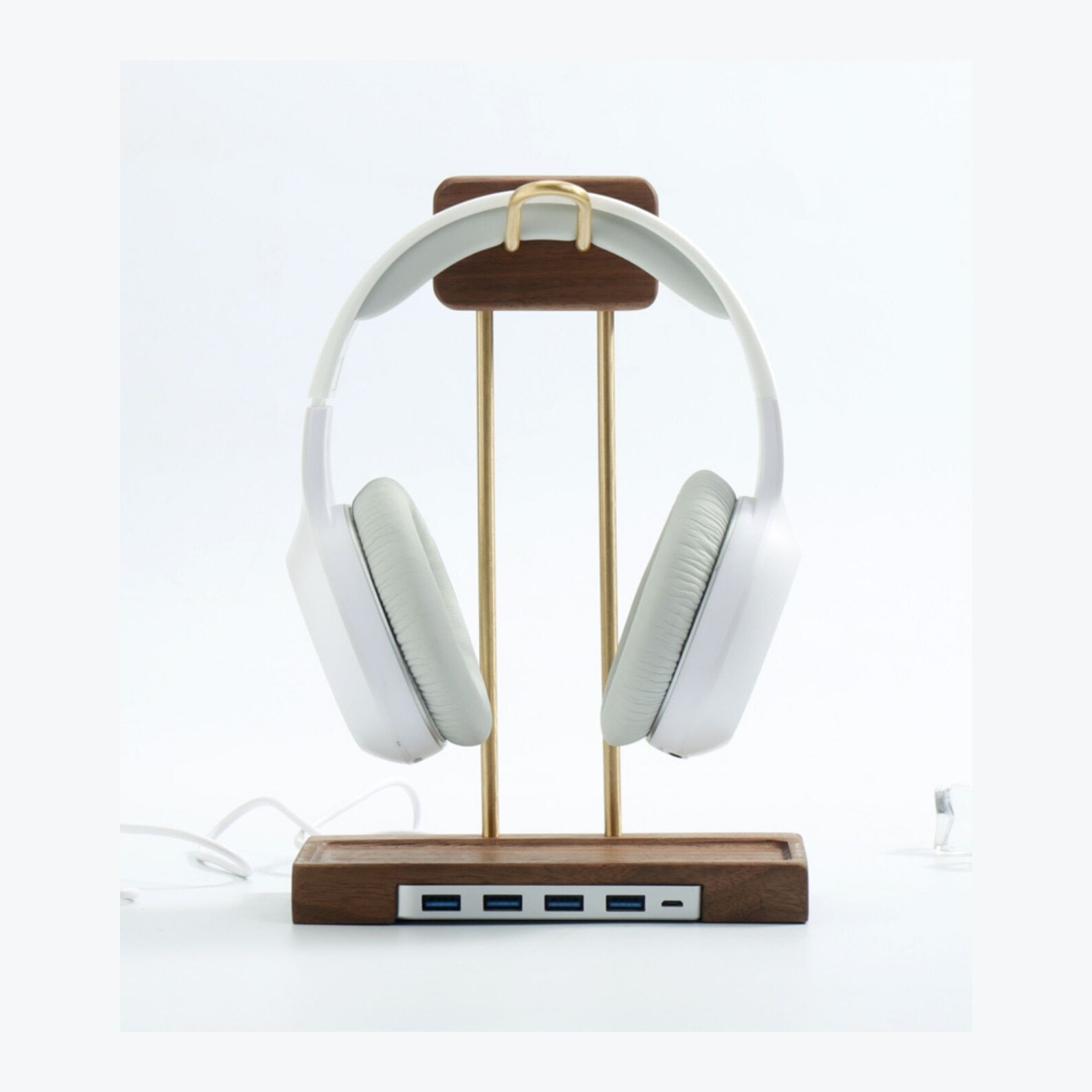 Stylish headphone stand with charger for desk USB headphone Etsy
