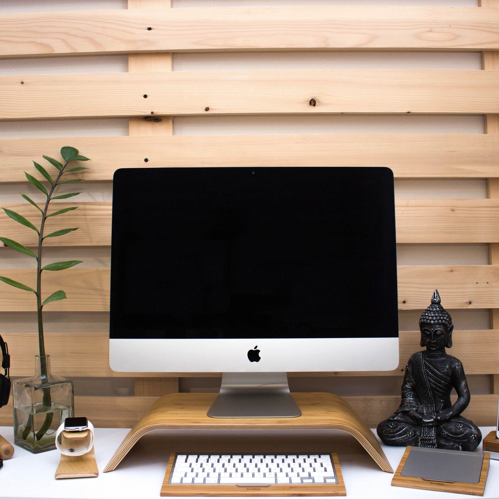 Practical Monitor Stand Imac Walnut Wood Stand Computer Etsy