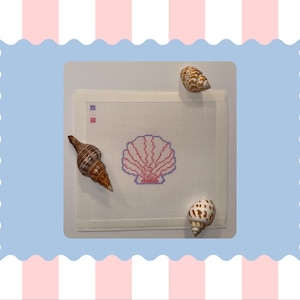Seashell Needlepoint Canvas - Florida Inspired - Beginner Friendly - Needlepoint Bag Charm