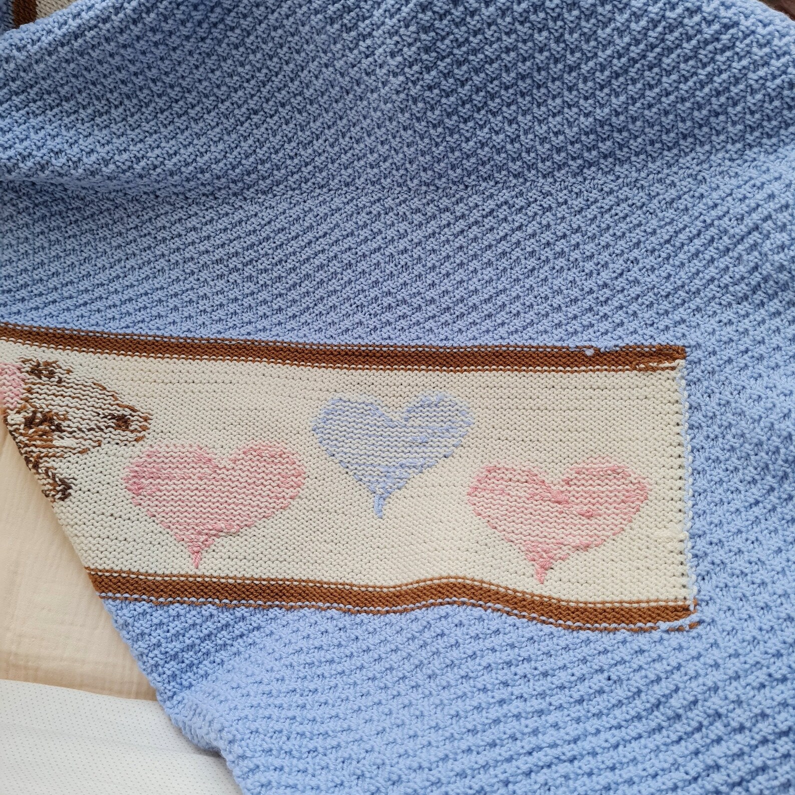 Hand knitted blanket baby boy with name Personalized Keepsake Etsy